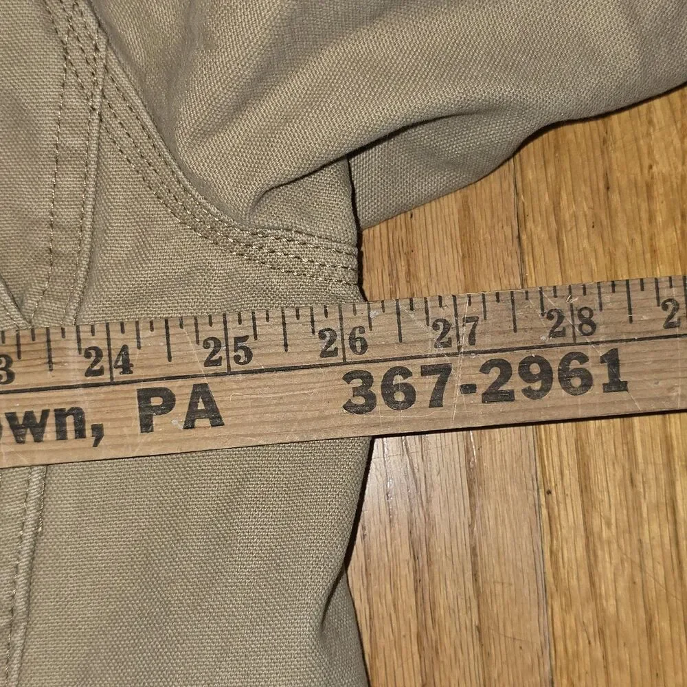 Orvis Jacket Mens Large Khaki Barn Coat Field Canvas Quilted Corduroy Collar XL
